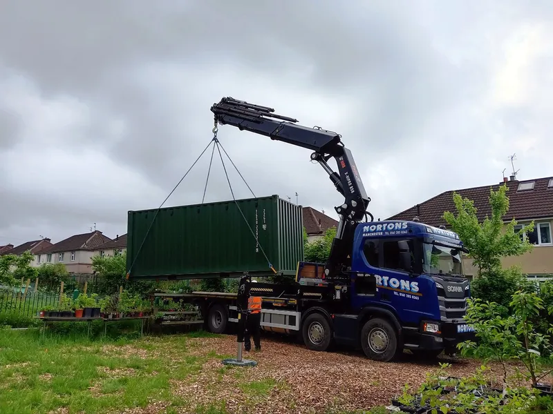 HIAB portable cabin delivery UK