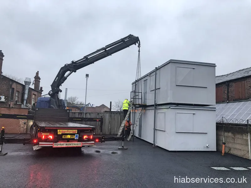 HIAB lifting a cabin in Wales