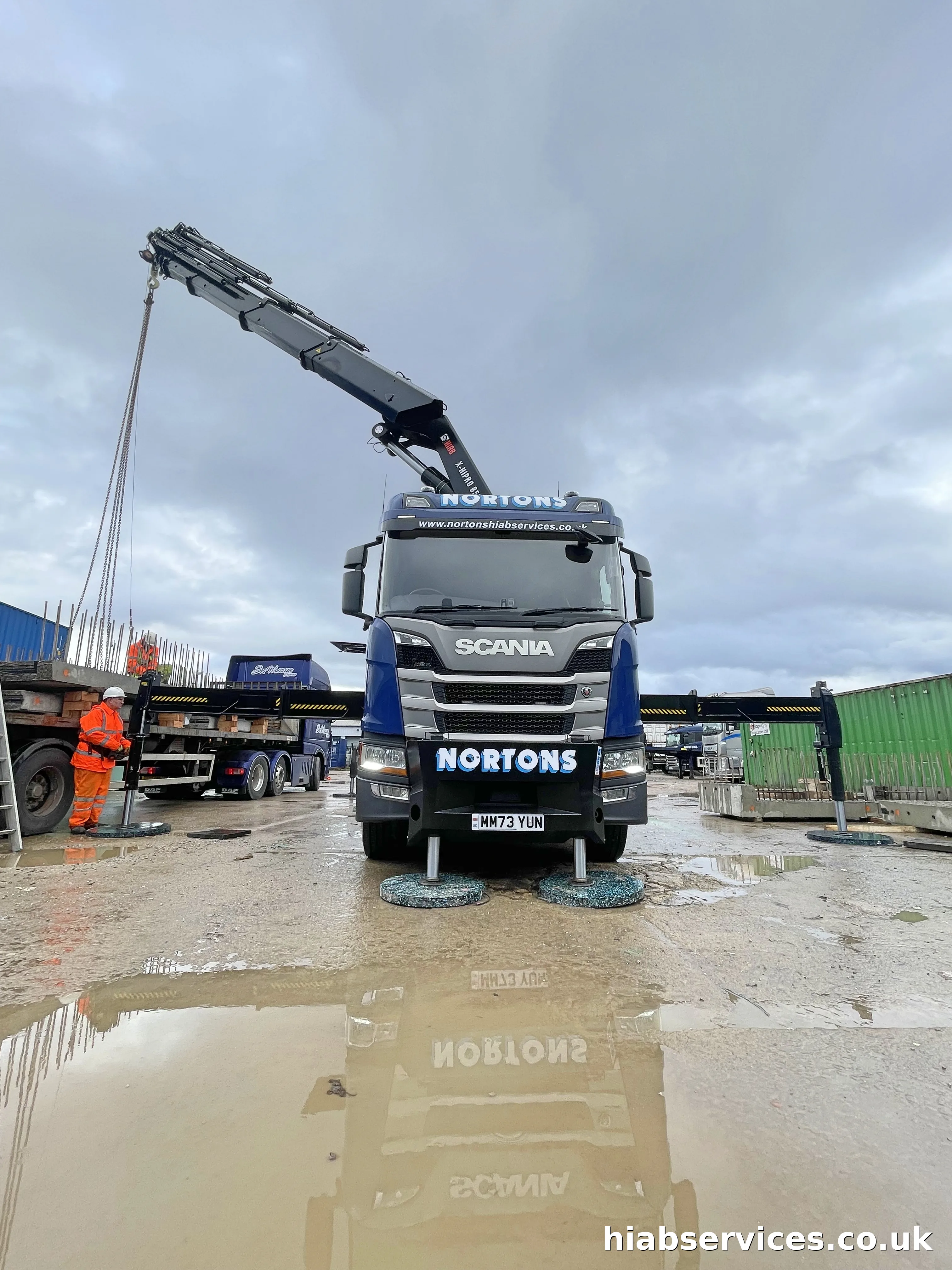 HIAB delivery lorry on the road for UK-wide transport