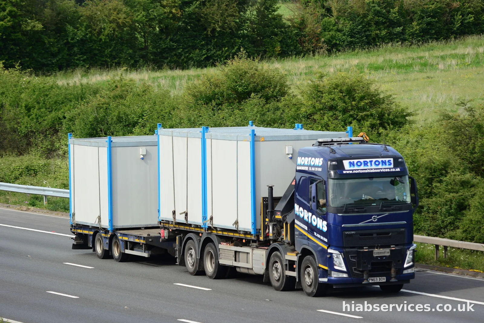 HIAB flatbed lorry loaded for nationwide UK transport