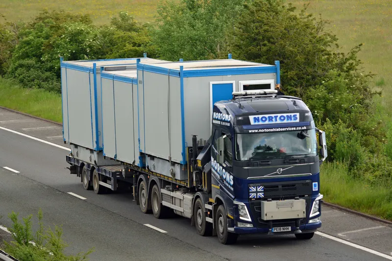 Euro VI compliant HIAB lorry on the motorway